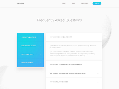 FAQ Page for Theme Support - Draft Idea 3 design faq gradient landing minimal support theme tickets