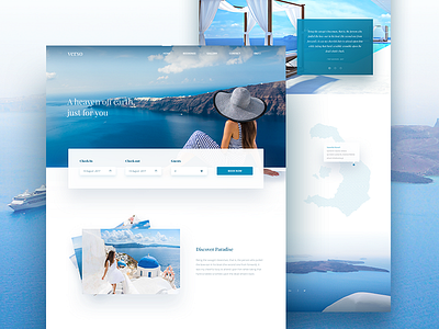 Hotel Home Page - Draft Layout design gradient greece holidays hotel template theme travel wordpress