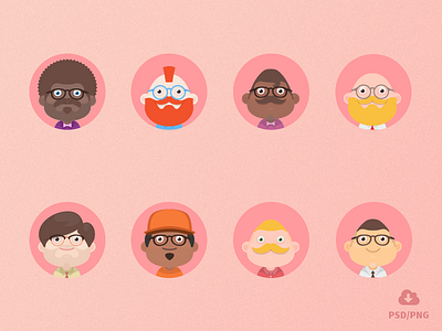 Free Material design avatars! avatars flat freebie material avatars material design png psd