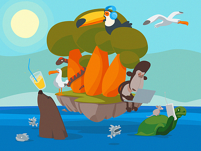 Floating Island Project illustration island summer vector