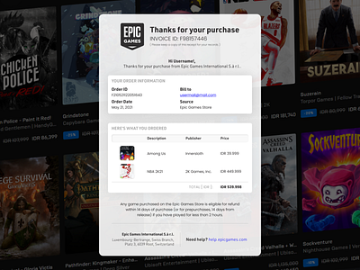 Epic Games Email Receipt Redesign