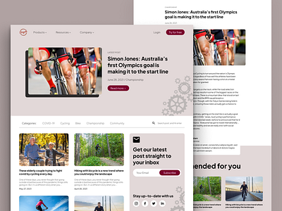 Bike Articles & Blog page design ui web website