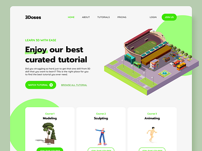 3Doses landing page design ui website