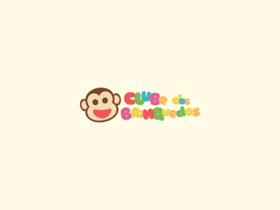 Clube dos Brinquedos (Toy Club) Brand Identity beige brown logo logotype macaco monkey toy
