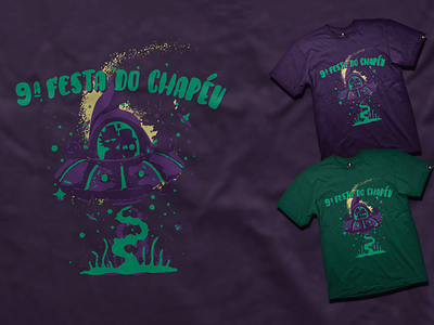 Shirt Design - 9th Hat Party - Festa do Chapeu 2017 alien event fashion green hat illustration invasion party purple rick and morty shirt space