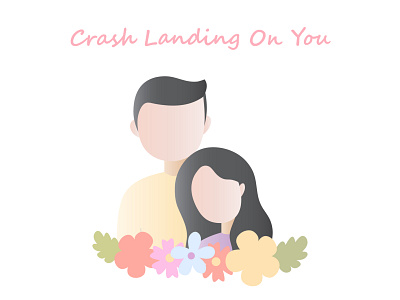 Crash landing on you banner banner design branding couple design drama flat illustration korea korean minimal vector