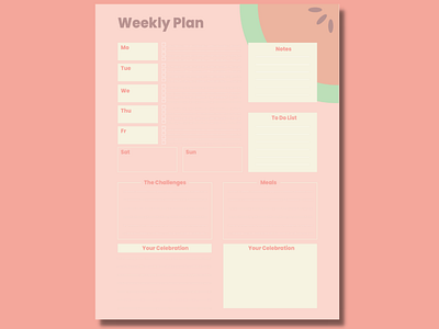 Printable Weekly Plan design flat illustration minimal planner printable vector
