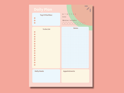 Printable Daily Plan design flat illustration minimal planner printable vector