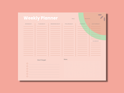 Printable Weekly Planner design flat illustration minimal planner printable vector