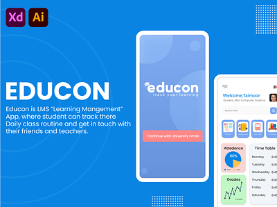 EduCon - Learning Mangement System app branding design illustrator minimal typography ui ux web website