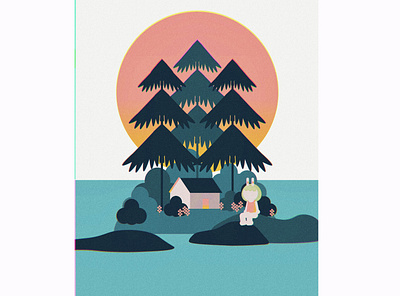 Island | AI Illustration Exercise flat illustration vector web