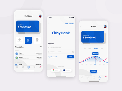 Orby Online Bank Ui Design bank app clean concept design flat illustration illustrator minimal minimalist modern typography ui ux webdesign