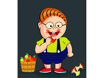 fat boy eating apple apple boy boy illustration bucket cartoon cartoon character cartoon illustration comic comic art design digital art eating fat fruit illustration illustrator logo mascot character