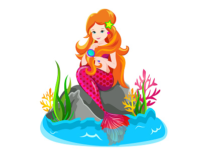 mermaid avatar colourful art comic comic art comic book digital art illusration illustration logo mascot character mermaid princess vector