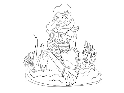 line art mermaid art cartoon illustration comic comic art digital art illusration illustration illustrator line art lineart mascot mascot character mermaid vector