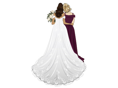 mother daughter illustrtion design digital art dress dress up dressing fashion illustration marriage vector wedding wedding dress