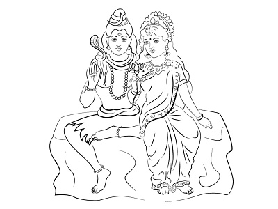 shiv parvati god digital art digitalart god goddess hindu hindu god illusration illustration illustrator lineart parvati shiv shiva sketch vector