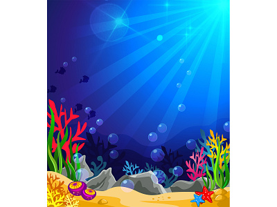 undersea cartoon comic design digital art illustration illustrator sea sea plants under sea unique vector