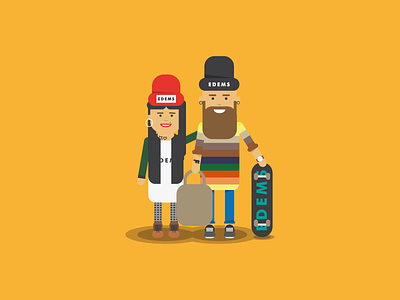 Happy couple character cool couple flat illustration love man skater vector woman