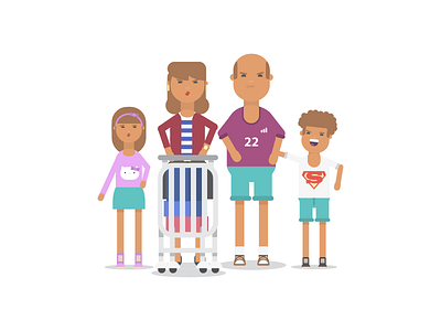 family shopping angry character family illustration shopping