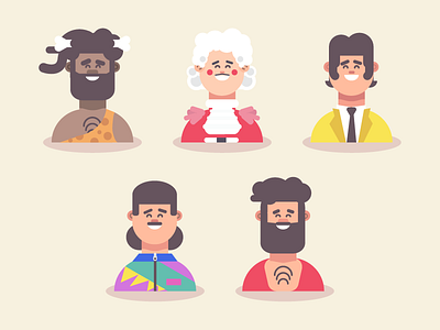 Characters character flat hair hairstyles history illustration man styles