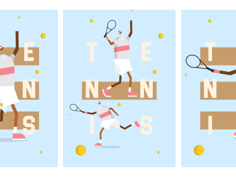 Tennis poster poster webdesign web ball tennis character illustration
