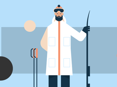 Skier boy character geometric illustration man ski skier winter