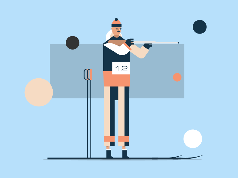 Biathlon skier ski biathlon man character illustration
