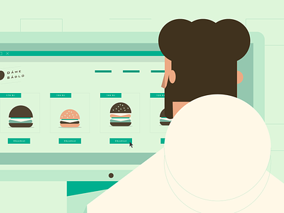 Order it! boy burger character design flat hamburger illustration imac man shop shopping ui ux web webdesign