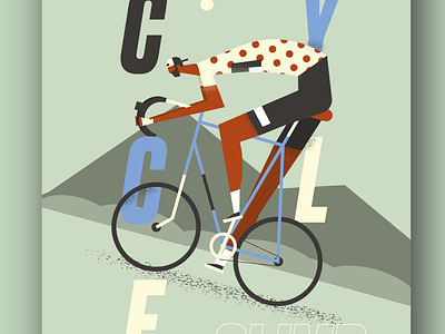 Cycling poster boy character cycle cycling cyclist grain illustration man texture