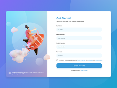 Sign Up Page - Daily UI Challenge #1 dailyuichallenge register register page ui sign up page ui