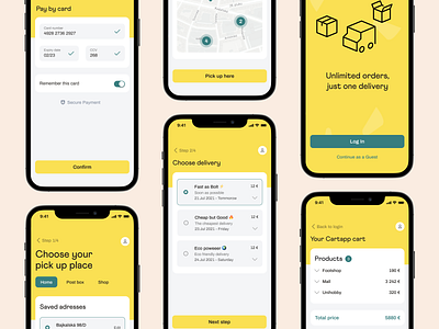 Cartapp UI box branding delivery ecommerce ecommerce platform fresh mobile design online shopping payment productdesign products ui yellow