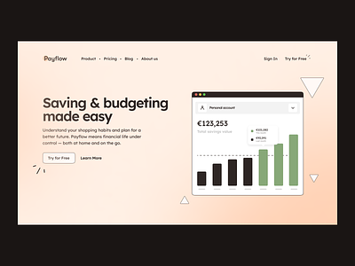 FinTech Landing Page budgeting finance financial technology fintech landing page productdesign saas saving software uidesigner uxuidesign web design