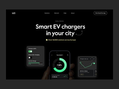 Volt | EV Charging Solutions brand visual identity charging route charging station electric car electric charger electricity ev hero page landing page mobile app product page productdesign uxuidesign website design