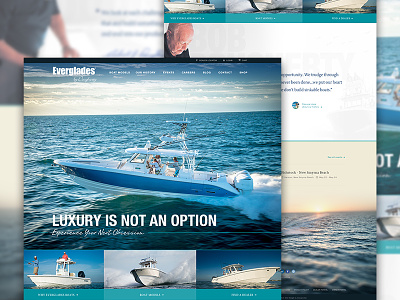 Everglades Boats boat website boats drupal ecommerce grid luxury ocean photography video water web design website yacht