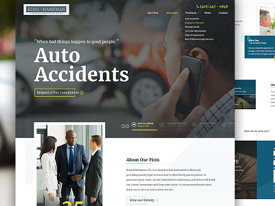 King and Markman auto accident government law law practice lawyer ui design web design website design