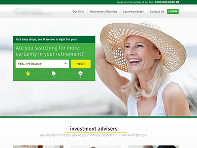 Site Design Investment Planners clean design green investment modern retirement web