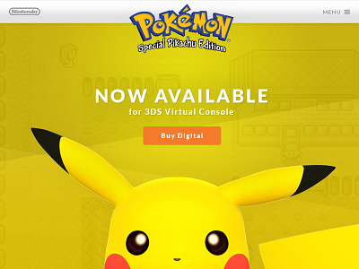 Daily UI #003 / Landing Page Above the Fold 003 daily ui landing page nintendo pikachu pokemon ui video games