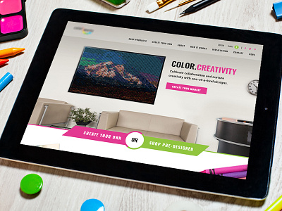 Artsy Website Sneak Peak colorful crayons custom design ecommerce green pink website