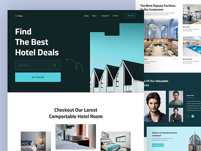 Hotel Booking Landing Page agency airplane airport cabin design flight hotel hotel booking hotel cabin hotel landing page hotel website travel app travel landing page travel website ui design uiux vacation web design web page website