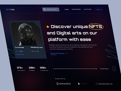 NFT Landing Page Website bitcoin cryptoart cryptocurrency dark landing page marketplace nft nft website nftart nftmarket place nfts rarible token web design website website design