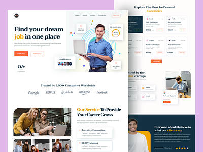 Job Finder Landing Page employee find job job application job finder job finder app job finder servive job landing page job listing job search platform job seeker job servic job website jobs portal job recruitment agency web design