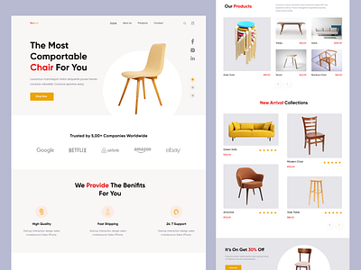 Furniture Landing Page Design architecture chair decor e commerce ecommerce ecommerce website furniture furniture aoo furniture landing page furniture store furniture website home page homedecor interior living room sofa ui design web design