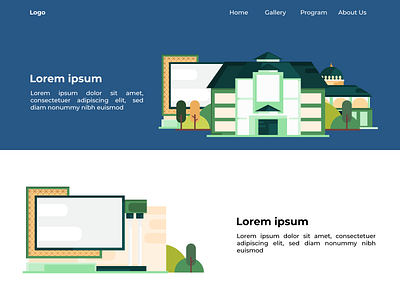 Flat Simple Landing Page Institute of Islamic Studies Samarinda art design flat graphic design illustration illustrator minimal vector web website