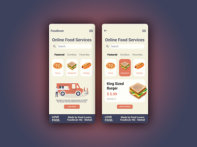 Foodlover - A Food Mobile App design figma food app food illustration mobile app mobile ui ui