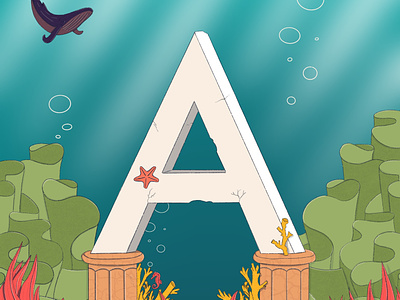A 36daysoftype 36daysoftype07 design illustration letter a texture type underwater whale