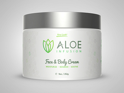 Aloe Infusion Cream New Look clean cream cream jar flat jar label label design modern package packaging