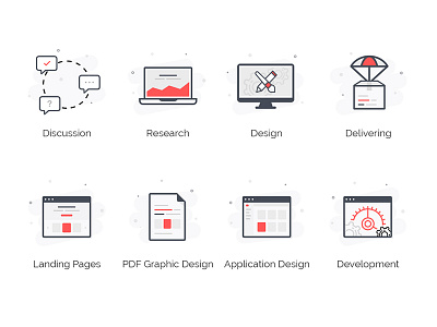 How it works and Services - Set Of Icons