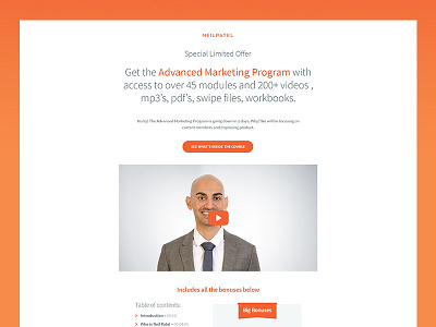 Neil Patel - Advanced Marketing Program Sales Page clean landing landing page product service web web page