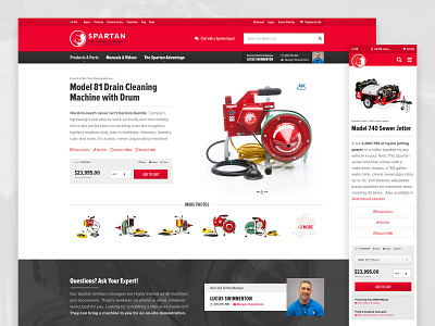 Spartan Product Pages plumbing product page redesign responsive tools ui user experience ux web web design website